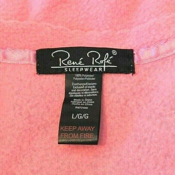 Rene Rofe Womens Pajama Shirt Top Sweater Fleece Pink L/S Size L Large NEW - Picture 7 of 8